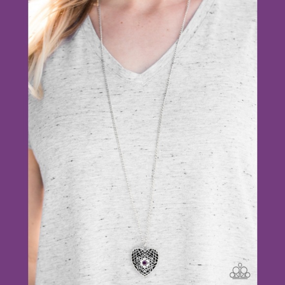 Necklace & Earrings - Under LOCKET and Key Purple - Picture 3 of 3